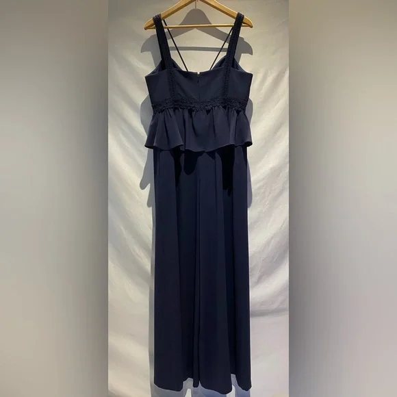 BCBGMaxAzria Wide-Leg Peplum Jumpsuit, Navy Blue, size L - Picture 6 of 12